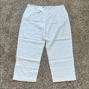 Zara White Linen-Blend Straight-Leg Pants Size XL NWT